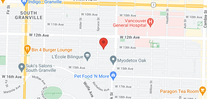 map of 204 1066 W 13TH AVENUE
